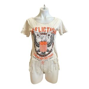 Affliction Fringe Shirt Eagle Graphic Women’s Small. B4
